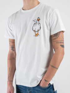 BERNA T-shirt in cotone con stampa DUCK YOU 246125 Bianca (5)