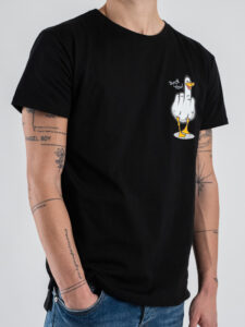 BERNA T-shirt in cotone con stampa DUCK YOU 246125 Nera (1)