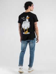 BERNA T-shirt in cotone con stampa DUCK YOU 246125 Nera (2)