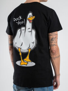 BERNA T-shirt in cotone con stampa DUCK YOU 246125 Nera (3)