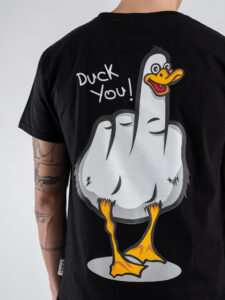 BERNA T-shirt in cotone con stampa DUCK YOU 246125 Nera (4)