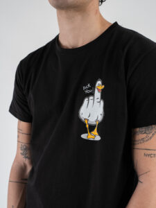 BERNA T-shirt in cotone con stampa DUCK YOU 246125 Nera (6)