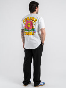 BERNA T-shirt in cotone con stampa FLOWER POWER 251356 Bianco (2)