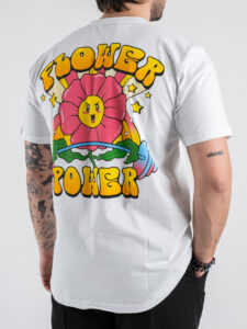 BERNA T-shirt in cotone con stampa FLOWER POWER 251356 Bianco (3)