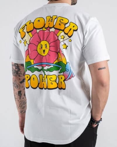 BERNA T shirt in cotone con stampa FLOWER POWER 251356 Bianco 3 Nuovi Arrivi