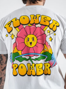 BERNA T-shirt in cotone con stampa FLOWER POWER 251356 Bianco (4)