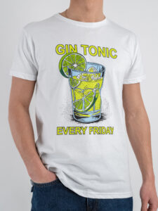 BERNA T-shirt in cotone con stampa GIN TONIC 251296 Bianco (4)