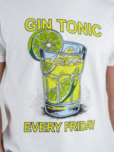 BERNA T-shirt in cotone con stampa GIN TONIC 251296 Bianco (5)