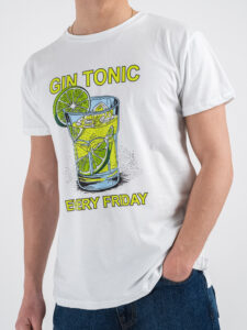 BERNA T-shirt in cotone con stampa GIN TONIC 251296 Bianco (6)