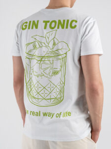 BERNA T-shirt in cotone con stampa GIN TONIC THE REAL WAY 251351 Bianco (4)
