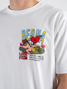 BERNA T-shirt in cotone con stampa LOVE PAIN 251324 Bianco (1)