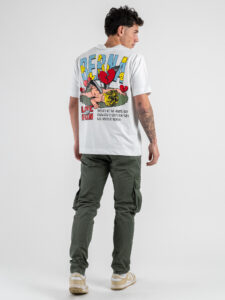 BERNA T-shirt in cotone con stampa LOVE PAIN 251324 Bianco (2)