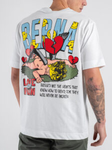 BERNA T-shirt in cotone con stampa LOVE PAIN 251324 Bianco (3)