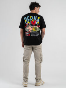 BERNA T-shirt in cotone con stampa LOVE PAIN 251324 Nero (2)