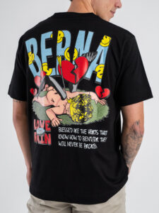 BERNA T-shirt in cotone con stampa LOVE PAIN 251324 Nero (3)