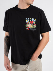 BERNA T-shirt in cotone con stampa LOVE PAIN 251324 Nero (4)