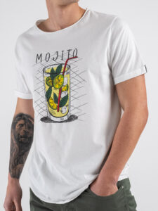 BERNA T-shirt in cotone con stampa MOJITO 251292 Panna (4)