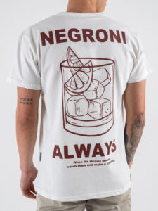 BERNA T-shirt in cotone con stampa NEGRONI 251299 Panna (3)