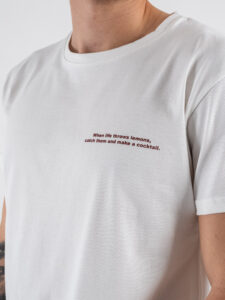 BERNA T-shirt in cotone con stampa NEGRONI 251299 Panna (5)