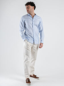 BL11 Camicia cotone con colletto microlavorata 42340312 Azzurro (2)