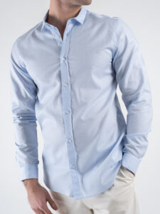 BL11 Camicia cotone con colletto microlavorata 42340312 Azzurro (5)