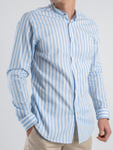 BL11 Camicia in cotone con colletto con riga larga 42340112 Azzurro (3)
