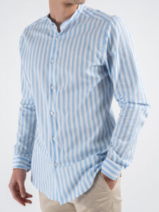 BL11 Camicia in cotone con colletto con riga larga 42340112 Azzurro (4)