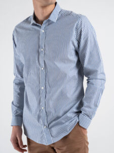 BL11 Camicia in cotone con colletto rigata 4234053 Blu (1)