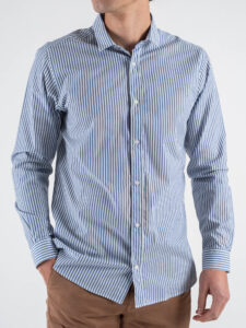 BL11 Camicia in cotone con colletto rigata 4234053 Blu (3)