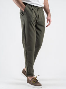 BL11 Pantalone chinos da abito con bottone e coulisse in vita BL250857 Militare (3)