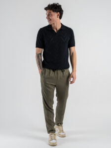 BL11 Polo in maglia traforata 03LD Navy (2)