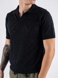 BL11 Polo in maglia traforata 03LD Navy (3)