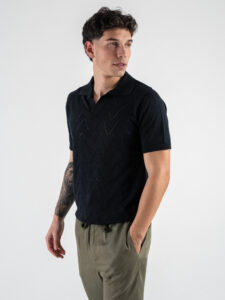 BL11 Polo in maglia traforata 03LD Navy (4)