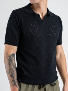 BL11 Polo in maglia traforata 03LD Navy (5)