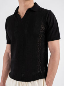 BL11 Polo in maglia traforata 03LD Nero (1)