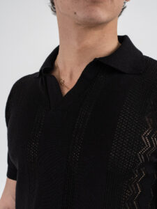 BL11 Polo in maglia traforata 03LD Nero (2)