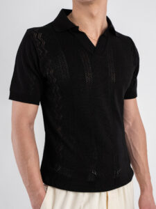 BL11 Polo in maglia traforata 03LD Nero (5)