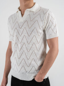 BL11 Polo in maglia traforata 03LD Panna (1)