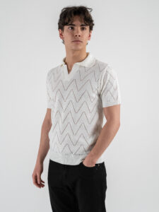 BL11 Polo in maglia traforata 03LD Panna (2)