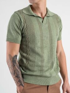 BL11 Polo in maglia traforata 03LD Verde (2)