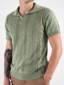 BL11 Polo in maglia traforata 03LD Verde (4)