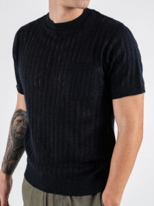 BL11 T-shirt in maglia traforata 03LD Navy (1)