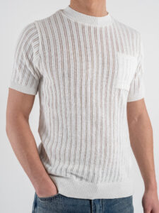BL11 T-shirt in maglia traforata 03LD Panna (1)