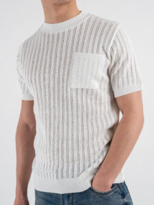 BL11 T-shirt in maglia traforata 03LD Panna (4)