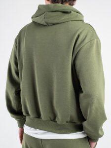 Completo tuta over leggero con felpa cappuccio boxy fit + pantalone baggy AD2122 Muschio (5)