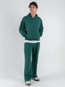 Completo tuta over leggero con felpa cappuccio boxy fit + pantalone baggy AD2122 Verde (1)