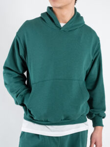Completo tuta over leggero con felpa cappuccio boxy fit + pantalone baggy AD2122 Verde (2)