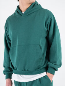 Completo tuta over leggero con felpa cappuccio boxy fit + pantalone baggy AD2122 Verde (3)