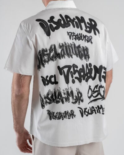 DISCLAIMER Camicia mezza manica son scritte posteriori 25EDS54845 Bianco 3 Nuovi Arrivi