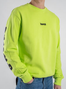 DISCLAIMER Felpa girocollo con logo frontale e scritta posteriore 25EDS54826 Giallo Lime (4)